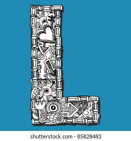 doodle ABC, crazy letter L