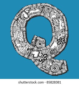 doodle ABC, crazy letter Q