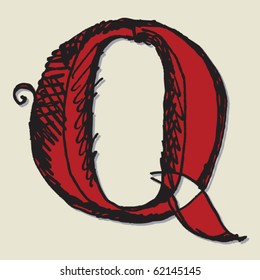 doodle ABC, hand drawn letter Q