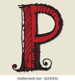 Doodle ABC, Hand Drawn Letter P