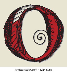 doodle ABC, hand drawn letter O