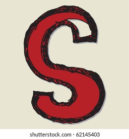 doodle ABC, hand drawn letter S