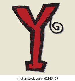 doodle ABC, hand drawn letter Y