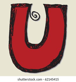 doodle ABC, hand drawn letter U