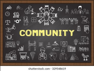 doodle about community on chalkboard.