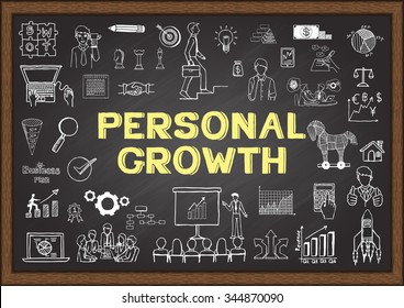 Doodle about personal growth on chalkbord