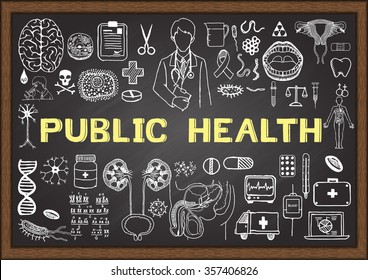 Doodle About Public Health On Chalkboard