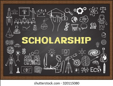 Doodle about scholarship on chalkboard