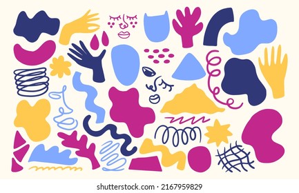 Doodle abstract background big colelction shape. Modern handdrawn vector 