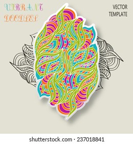 Doodle abstract background. Color and monochrome pattern. Vector illustration.