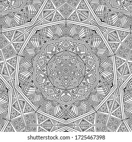 Doodle abstrakter Hintergrund. Handgezeichnetes geometrisches Muster. Farbbuchseite für Erwachsene und Kinder zum Entspannen. Erläuterung Schwarz-Weiß.
