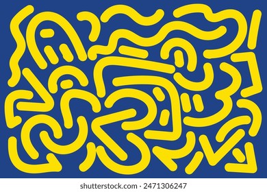 Doodle Abstrakte Hintergrundlandschaft mit Gelb- und Blautönen für Ihre grafische Ressource