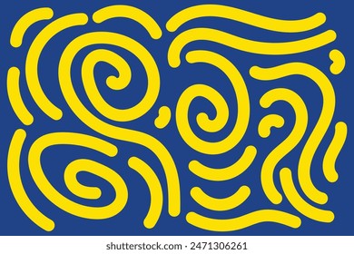 Doodle Abstractas paisaje de fondo con colores amarillo y azul para su recurso gráfico