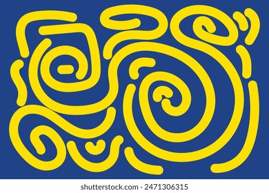 Doodle Abstract Background Landscape with Yellow and Blue colors for your graphic resource