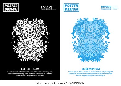 Doodle abstract background pattern set with dummy text for poster, web design, landing page, social media story, and print material.