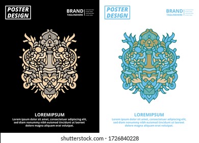 Doodle abstract background pattern set with dummy text for poster, web design, landing page, social media story, and print material.