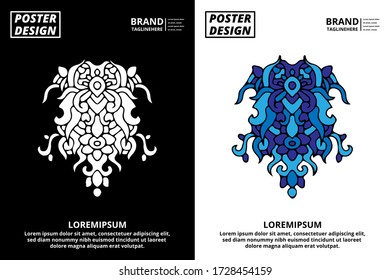 Doodle abstract background pattern set with dummy text for poster, web design, landing page, social media story, and print material.