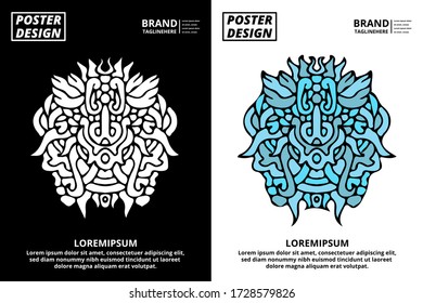 Doodle abstract background pattern set with dummy text for poster, web design, landing page, social media story, and print material.