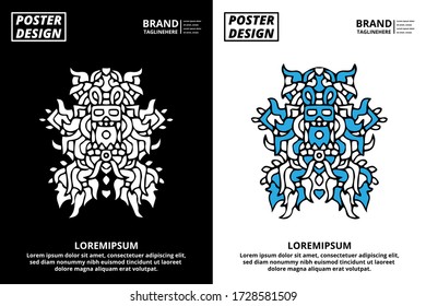 Doodle abstract background pattern set with dummy text for poster, web design, landing page, social media story, and print material.
