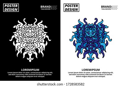 Doodle abstract background pattern set with dummy text for poster, web design, landing page, social media story, and print material.