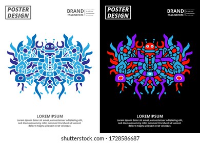 Doodle abstract background pattern set with dummy text for poster, web design, landing page, social media story, and print material.