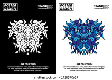 Doodle abstract background pattern set with dummy text for poster, web design, landing page, social media story, and print material.