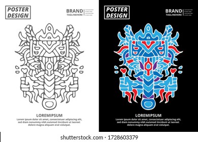 Doodle abstract background pattern set with dummy text for poster, web design, landing page, social media story, and print material.