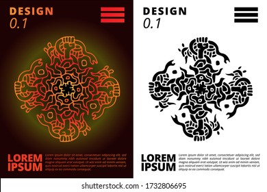 Doodle abstract background pattern set with dummy text for poster, web design, landing page, social media story, and print material.