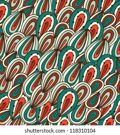 Doodle abstract background. Seamless colorful pattern. Psychedelic texture