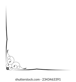 Doodle abstract black handdrawn flower corner frame