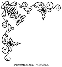 Doodle abstract black handdrawn frame corner