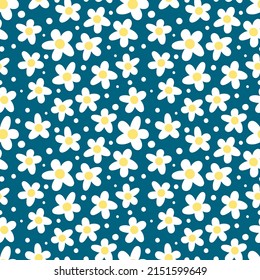 Doodle abstrakte Kamillenblumen nahtloses Muster. Frühling Sommer einfache Blumenmuster Druck. Dekorativer, natürlicher Vektorhintergrund