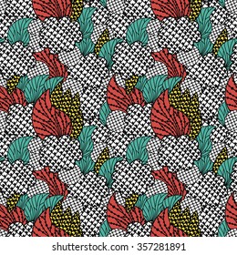 Doodle abstract colorful seamless pattern. Hand drawn background. Vector illustration. 