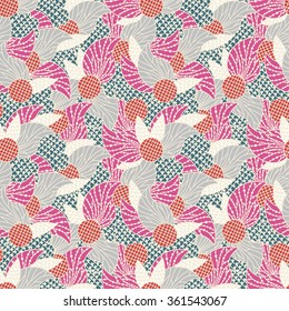 Doodle abstract colorful seamless pattern. Hand drawn background. Vector illustration. 