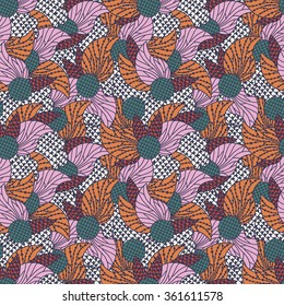Doodle abstract colorful seamless pattern. Hand drawn background. Vector illustration. 