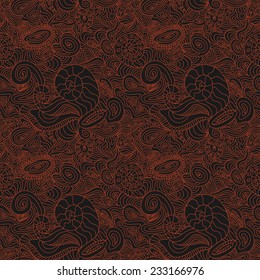 Doodle abstract floral seamless pattern