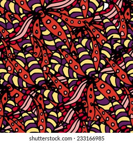 Doodle abstract floral seamless pattern