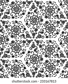 Doodle abstract floral seamless pattern