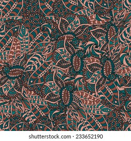 Doodle abstract floral seamless pattern