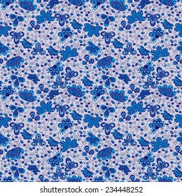 Doodle abstract floral seamless pattern