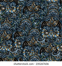 Doodle abstract floral seamless pattern