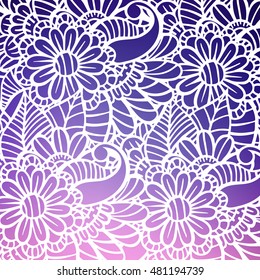 Doodle abstract flower set. Vector illustration