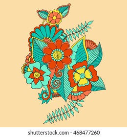 Doodle abstract flower. Vector illustration

