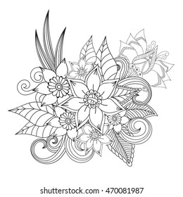 Doodle abstract flower. Vector illustration
