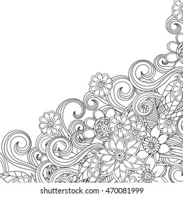 Doodle abstract flower. Vector illustration
