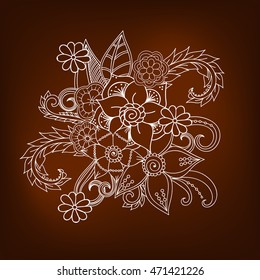 Doodle abstract flower. Vector illustration 