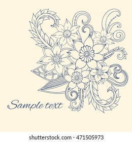 Doodle abstract flower. Vector illustration 