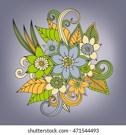 Doodle abstract flower. Vector illustration 