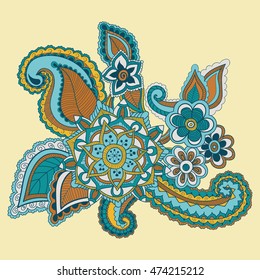 Doodle abstract flower. Vector illustration