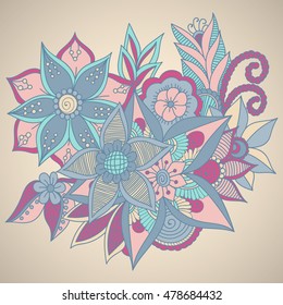 Doodle abstract flower. Vector illustration